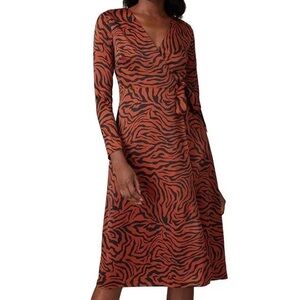 Sweet Baby Jamie NWT Zebra Animal Print Wrap Dress Orange Brown Size Small